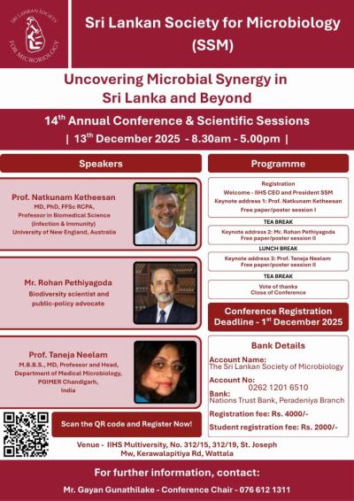 Join Us for the 14th Annual Conference of the Sri Lankan Society for Microbiology (SSM)!